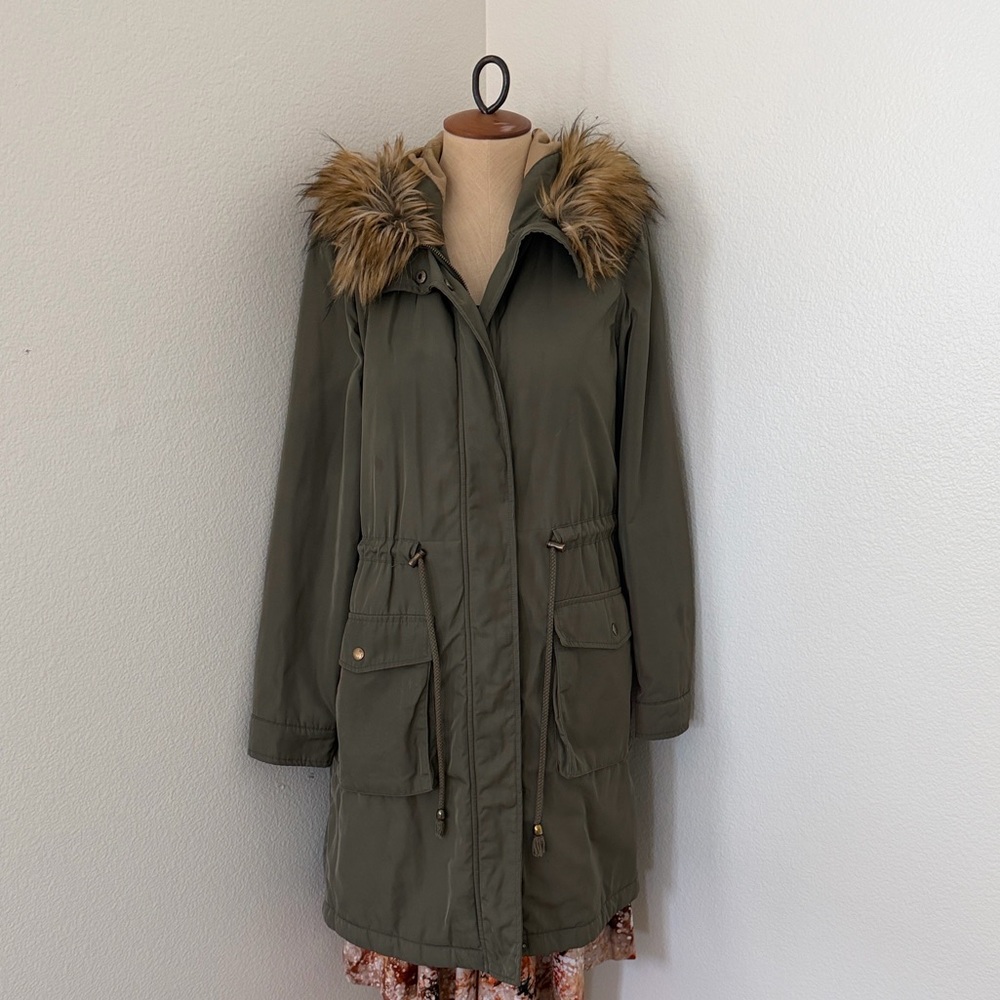 WHOWHATWEAR Trench Coat Lined Khaki Size M